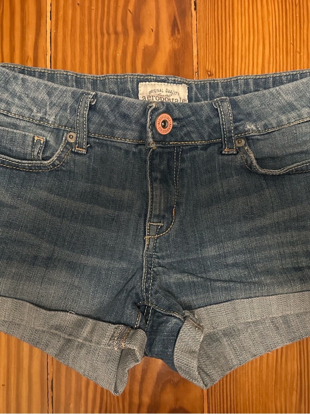 Aeropostale Blue Denim Rolled Hem Shorts